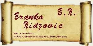 Branko Nidžović vizit kartica